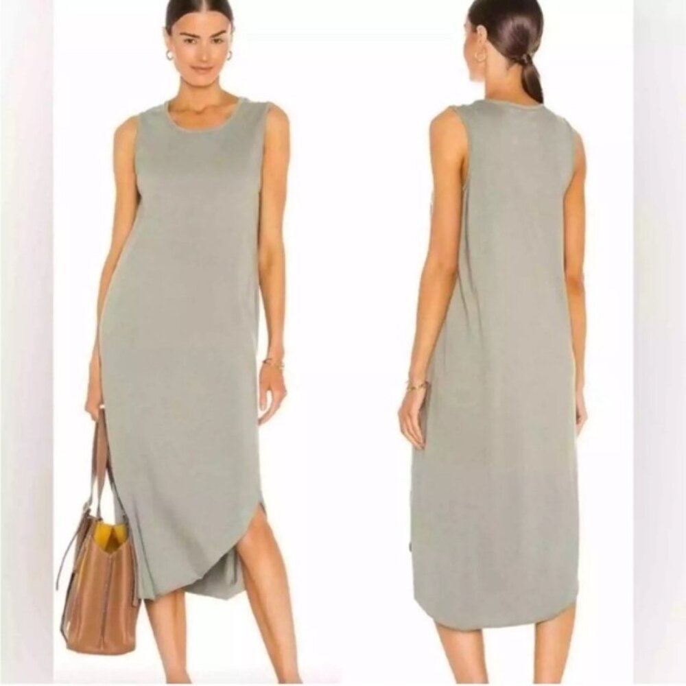 Frank and Eileen Dress Easy Side Slit Midi Tank Sage Sleeveless Tee Lab Sz S NEW
